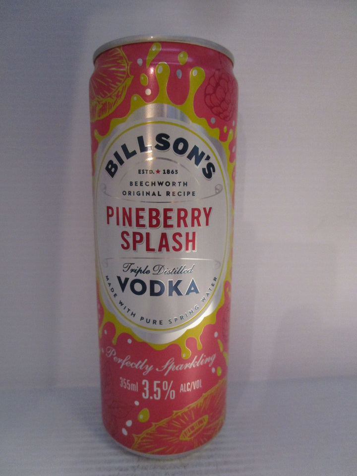 BILLSONS PINEBERRY SPLASH VODKA 3.5% 355ml